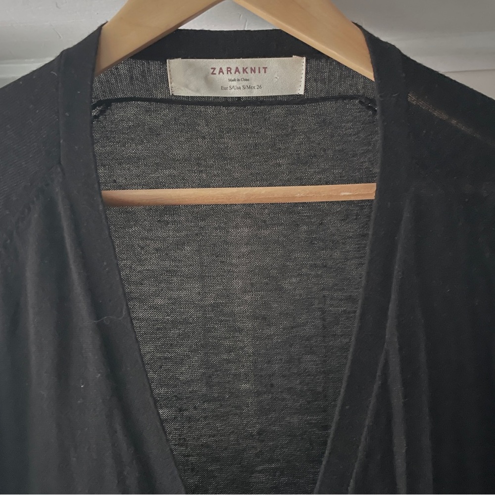 Zara Knit Black Cardigan Peplum Sweater Size S - Picture 7 of 14